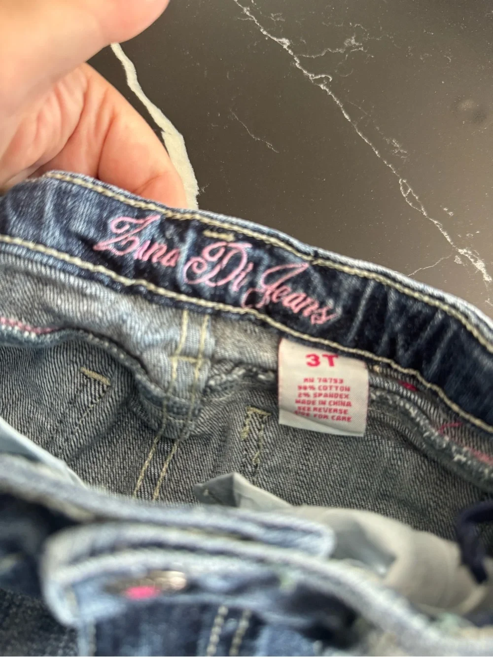 Y2K‎ Girls Denim Ruffle Skirt with Pink Trim